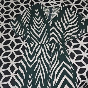 Green and White Chevron Romper